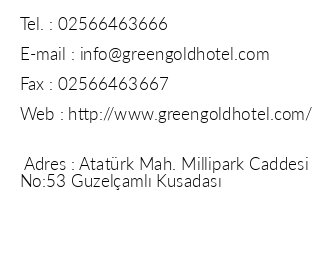 Green Gold Hotel iletiim bilgileri